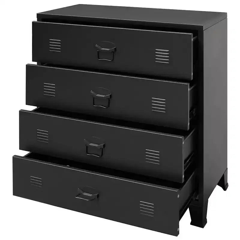 Cassettiera in Lamiera Nera – Unità di Stoccaggio a 4 Cassetti