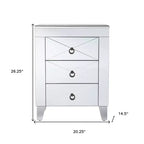 Tavolino laterale color argento da 26" con tre cassetti