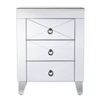 Tavolino laterale color argento da 26" con tre cassetti
