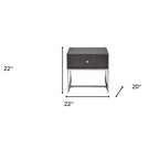 Tavolino 22" cromato e rovere grigio con cassetto
