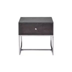 Tavolino 22" cromato e rovere grigio con cassetto