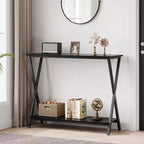 Industrial Narrow Console Table with Storage Shelf,Sturdy Metal Frame,Versatile Sofa Side Table for Entryway, Hallway, Living Room