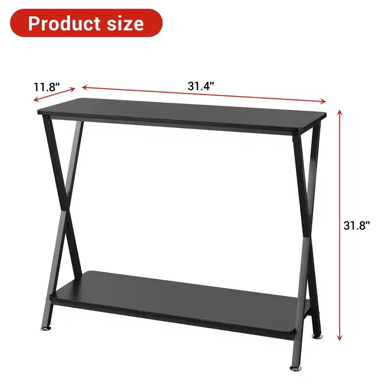 Tavolino Console Stretto con Ripiani a 2 Livelli, Struttura in Metallo, per Ingresso, Corridoio, Soggiorno