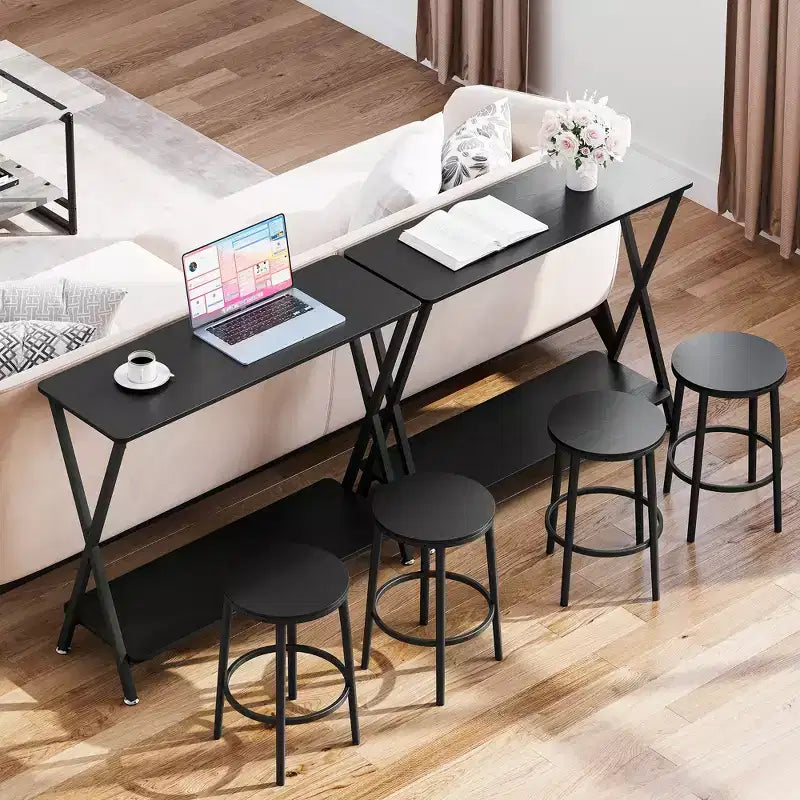 Tavolino Console Stretto con Ripiani a 2 Livelli, Struttura in Metallo, per Ingresso, Corridoio, Soggiorno