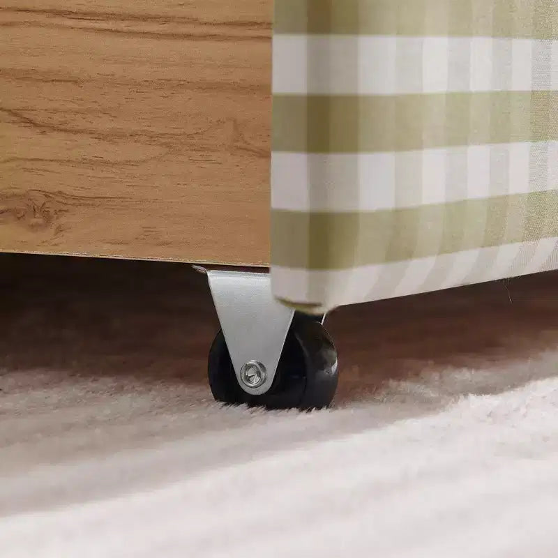 Daybed Queen Size in Gingham con Struttura Ondulata, 2 Cassetti Contenitori e Porta USB, Rivestito in Lino