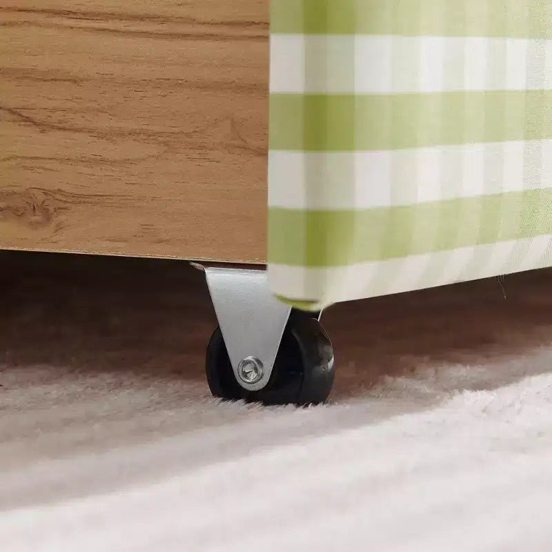 Daybed Queen Size in Gingham con Struttura Ondulata, 2 Cassetti Contenitori e Porta USB, Rivestito in Lino