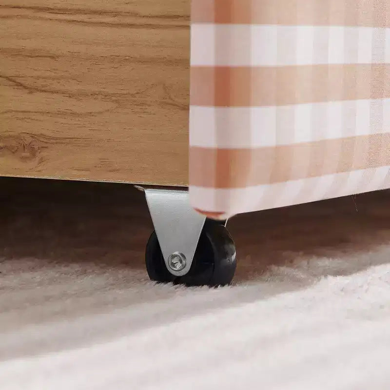 Daybed Queen Size in Gingham con Struttura Ondulata, 2 Cassetti Contenitori e Porta USB, Rivestito in Lino