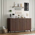 LinTimes Large Farmhouse Sideboard Buffet Cabinet for Dining Room  Drawers, Adjustable Shelves, Fluted Wood Storage
