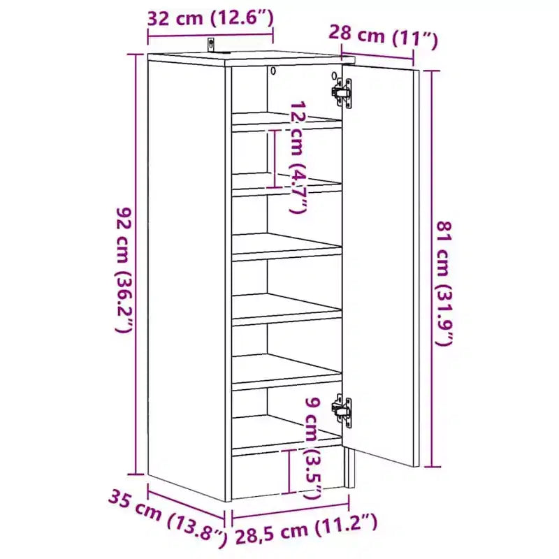 Scarpiera – Legno ingegnerizzato grigio cemento, capacità 6 paia