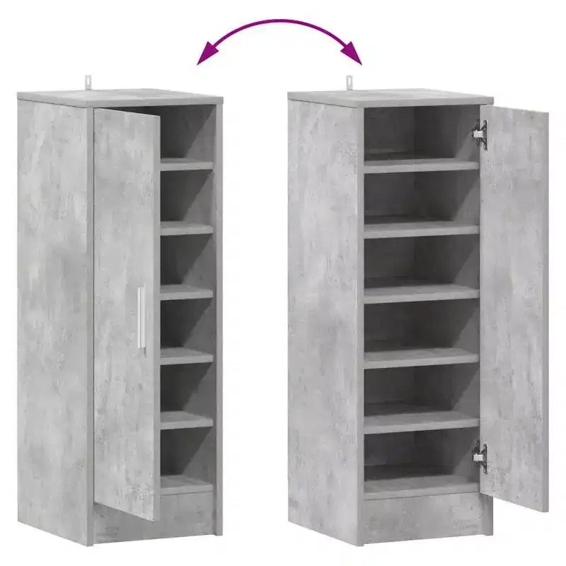 Scarpiera – Legno ingegnerizzato grigio cemento, capacità 6 paia