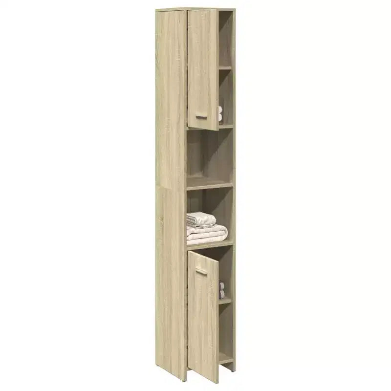 Mobiletto stretto per bagno – Rovere Sonoma, legno multistrato